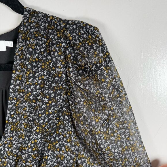 ASTR The Label Black Disty Floral Rouched Dress Size Small - Picture 5 of 14